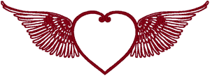 Redwork Winged Heart Embroidery Design