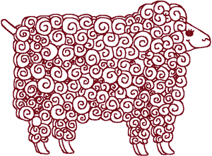 Redwork Curly Lamb Embroidery Design