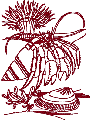 Redwork Sealife #2 Embroidery Design