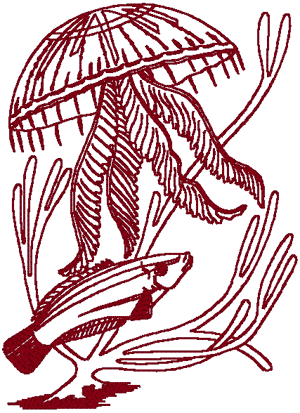 Redwork Sealife #4 Embroidery Design