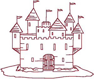 Redwork Castle #1 Embroidery Design
