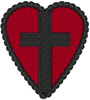 Cross & Heart Embroidery Design
