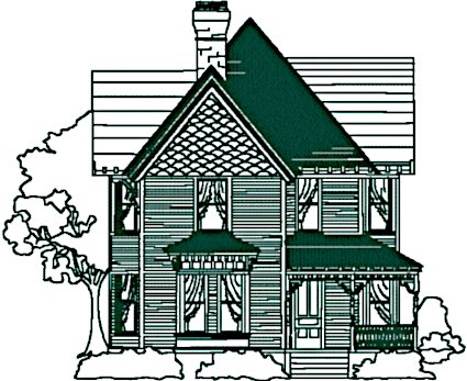 Redwork Midwest Farm House #3 Embroidery Design