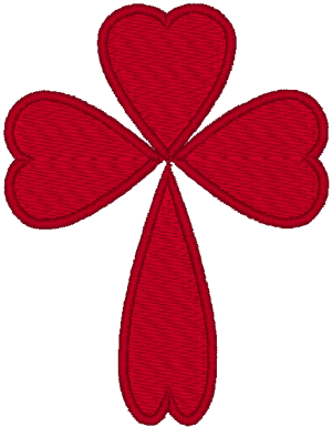 Four Heart Cross Embroidery Design