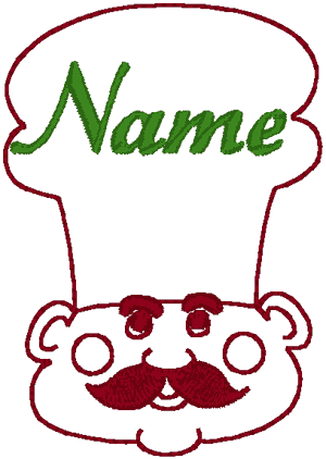 Redwork Retro Chef Frame Embroidery Design