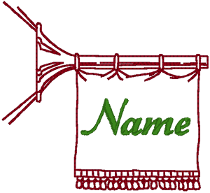 Redwork Retro Trumpet Frame Embroidery Design