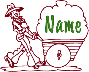 Redwork Retro Farmer Embroidery Design