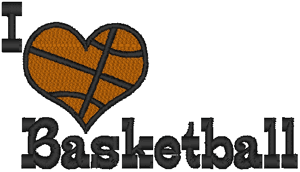 I Love Basketball Embroidery Design