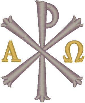 Small Chi Rho Alpha & Omega Embroidery Design