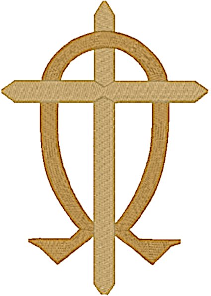 Fusils Cross w/ Omega Symbol Embroidery Design