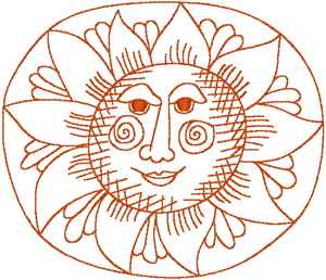 Redwork Mr. Sunshine #3 Embroidery Design