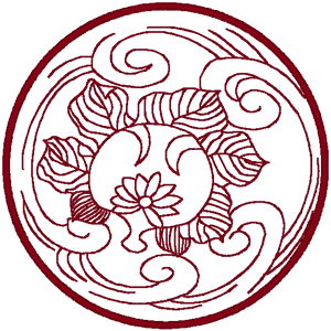 Redwork Asian Circle Embroidery Design