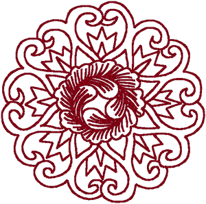 Redwork Asian Cabbage Circle Embroidery Design