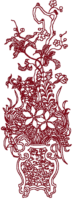 Redwork Asian Dogwood #1 Embroidery Design