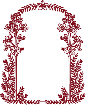 Redwork Floral Frame Embroidery Design
