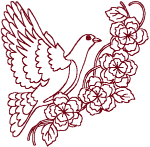 Redwork Heavenly Dove #1 Embroidery Design