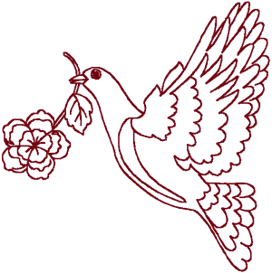 Redwork Heavenly Dove #3 Embroidery Design