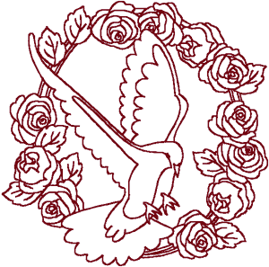 Redwork Heavenly Dove #4 Embroidery Design