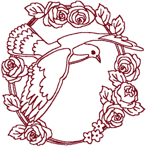 Redwork Heavenly Dove #5 Embroidery Design