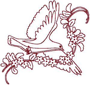 Redwork Heavenly Dove #6 Embroidery Design