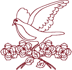 Redwork Heavenly Dove #10 Embroidery Design