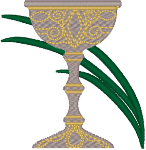 Silver Chalice with Palm Leaves Embroidery Design