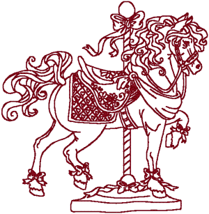 Admiral Jack Redwork Carousel Horse Embroidery Design