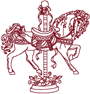 Cherokee Rose Redwork Carousel Horse Embroidery Design