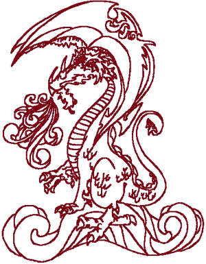Wind Dragon Embroidery Design