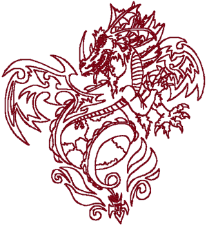 Earth Dragon Embroidery Design