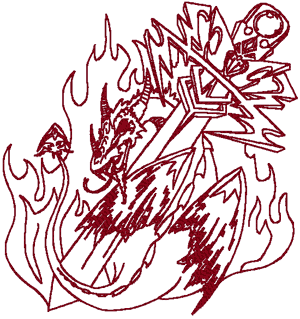 Fire Dragon Embroidery Design