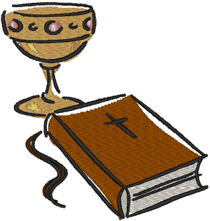 Stylized Chalice & Bible Embroidery Design