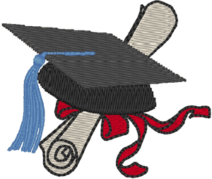 Graduation Cap & Diploma Embroidery Design