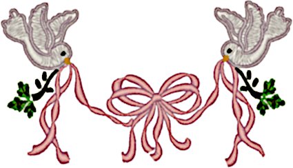 Doves & Ribbon Embroidery Design