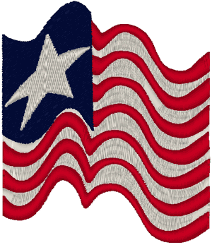 1-Star Waving American Flag Embroidery Design
