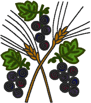 Stylized Grapes & Wheat Embroidery Design