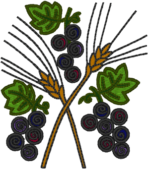 Stylized Grapes & Wheat Religious Machine Embroidery Design