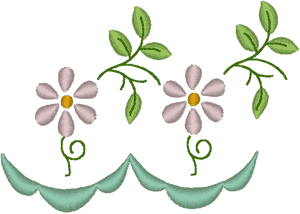 Scalloped Daisy Repeating Border Embroidery Design