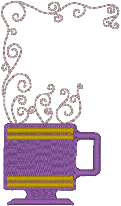 Coffee Cup Frame  Embroidery Design