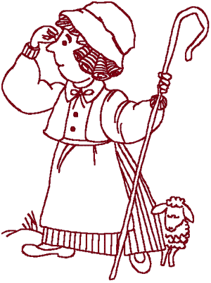 Redwork Little Bo Peep Embroidery Design