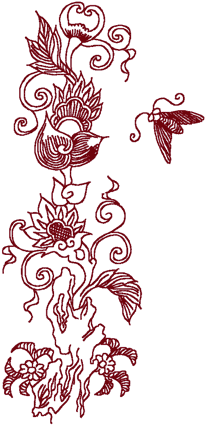 Redwork Oriental Flora #1 Embroidery Design
