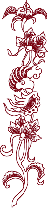 Redwork Oriental Flora #2 Embroidery Design