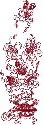 Redwork Oriental Flora #4 Embroidery Design