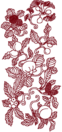 Redwork Oriental Flora #5 Embroidery Design