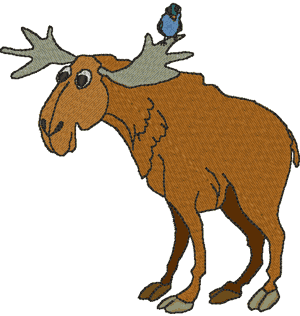 Friendly Moose Embroidery Design