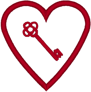 Heart & Key Embroidery Design
