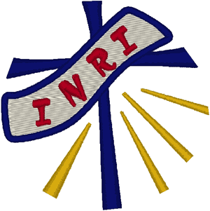 Modern INRI Cross Embroidery Design
