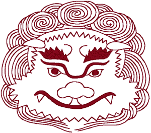 Redwork Asian Mask #4 Embroidery Design