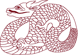 Redwork Asian Scaled Dragon Embroidery Design