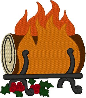 Yule Log Embroidery Design